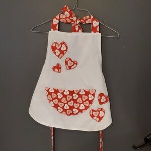 Charming Heart Apron for Kids - Red and White